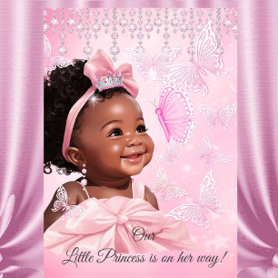 Prinzessin Rosa Schmetterling Baby Shower Ethnisch Einladung