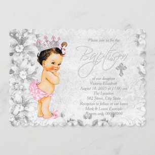 Prinzessin Rosa und Grau Vintage Taufe Einladung