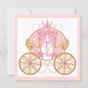 Prinzessin Royal Carriage Pink 1. Geburtstagsfeier Einladung
