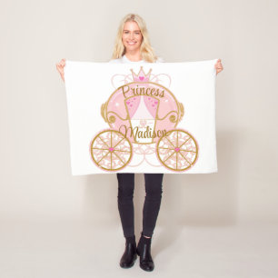 Prinzessin Royal Carriage Rosa & Gold Personalisie Fleecedecke