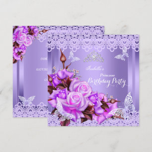 Prinzessin Schmetterling Lila Rosa Rosen Geburtsta Einladung
