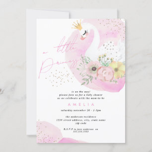 Prinzessin Schwan Mädchen Rosa Gold Babyparty Einladung