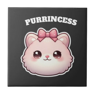 Prinzessin süßes rosa Kätzchen Schleifen Design Fliese