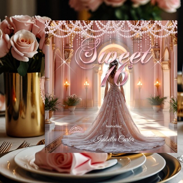 Prinzessin Sweet 16 Geburtstagsparty Rosa Einladung (Von Creator hochgeladen)