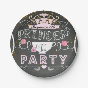 Prinzessin Tea Party Chalkboard Birthday Pappteller