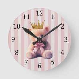Prinzessin Teddybär Runde Wanduhr