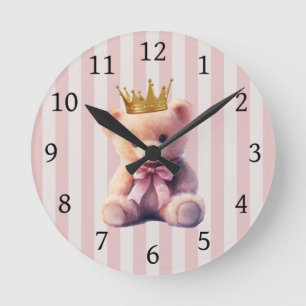 Prinzessin Teddybär Runde Wanduhr