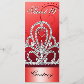 Prinzessin Tiara 16. Geburtstag (Mohnblumenrot) Einladung