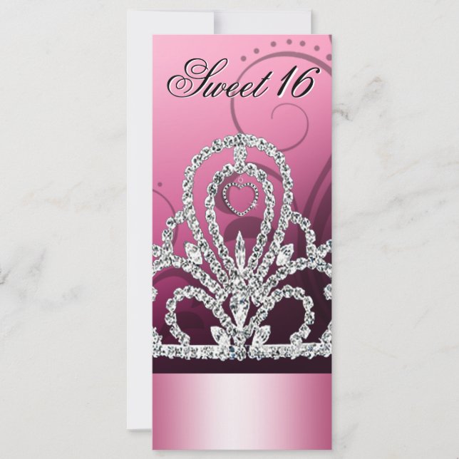 Prinzessin Tiara 16 . Geburtstag (Rosa) Einladung (Vorderseite)