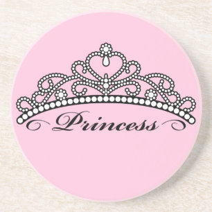 Prinzessin Tiara Coaster (rosa Hintergrund) Sandstein Untersetzer