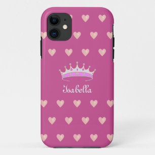 Prinzessin Tiara Krone & rosa Herzen auf Roségold Case-Mate iPhone Hülle