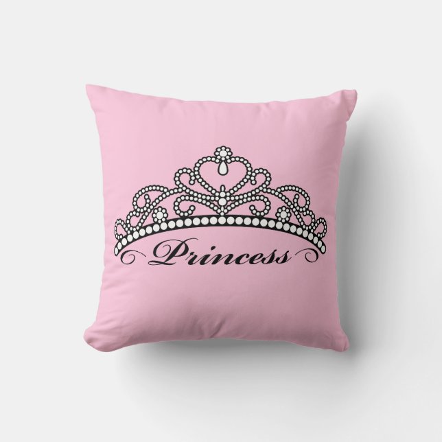 Prinzessin Tiara Pillow (rosa Hintergrund) Kissen (Vorderseite)
