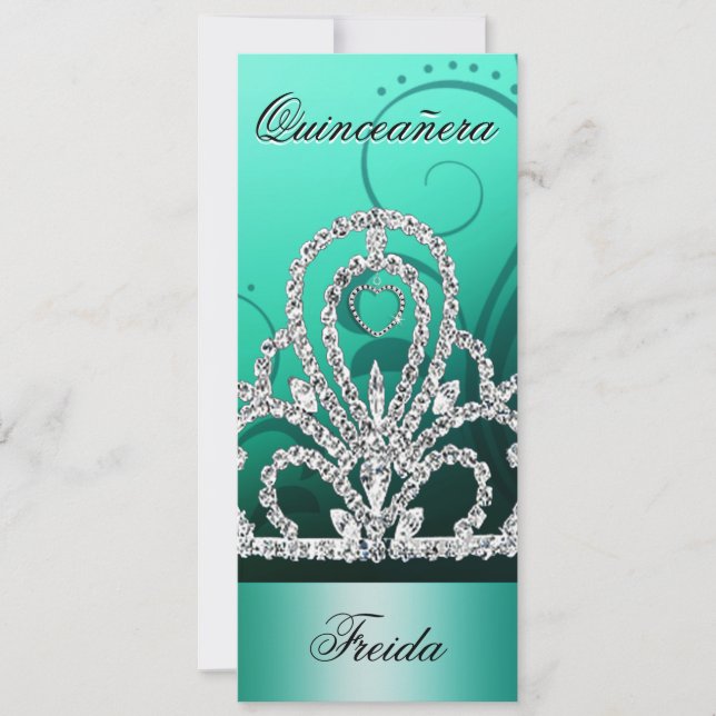 Prinzessin Tiara Quinceanera (Aqua) Einladung (Vorderseite)