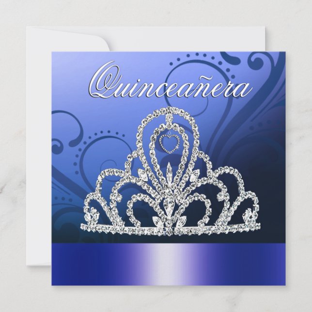 Prinzessin Tiara Quinceanera (Indigoblau) Einladung (Vorderseite)