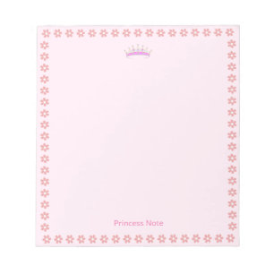 Prinzessin Tiara & rosa Blumen auf einfachem Notizblock