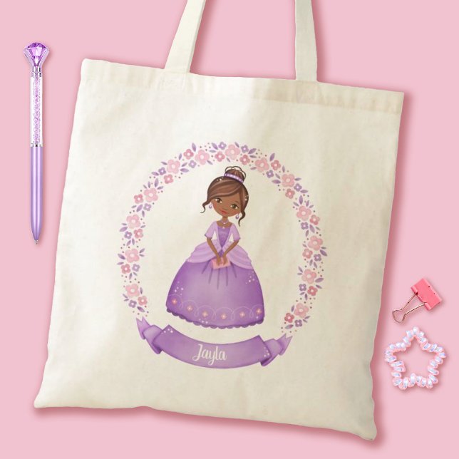 Prinzessin Tragetasche (Cute Purple Princess tote bag. Personalize it with your girls name for a special gift.)