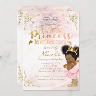 Prinzessin Tutu & Gold Crown Ethnic Baby Girl Dusc Einladung