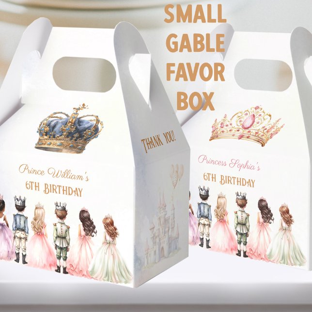 Prinzessin Twins Royal Birthday Boy Girl Geschenkschachtel (Prince Princess Twins Crown Royal Birthday Favor Boxes)