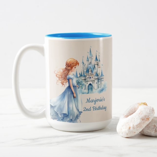 Prinzessin und Burg Zweifarbige Tasse (Mit Donut)