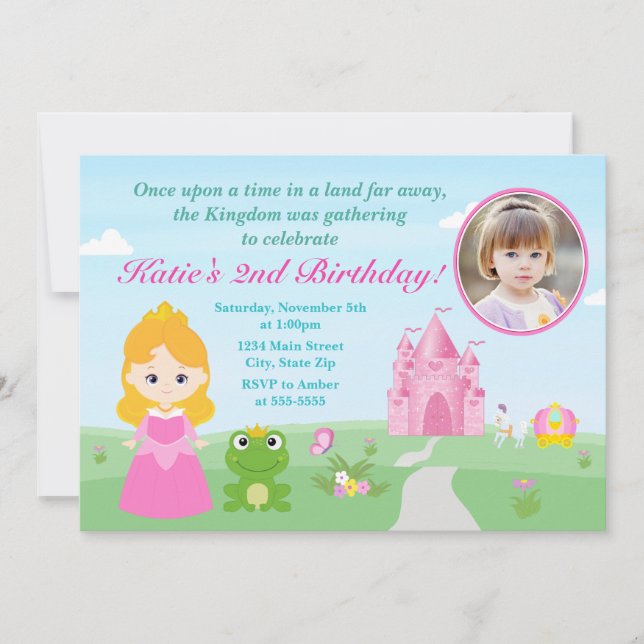 Prinzessin und die Frosch Geburtstagsblonde Einladung (Vorderseite)