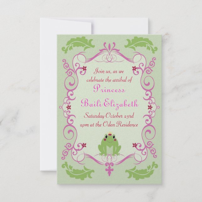 Prinzessin und Frosch Einladung (Vorderseite)