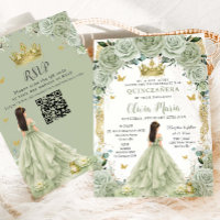 Prinzessin und Frosch Sage Grün Blumige Quinceañer