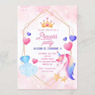 Prinzessin und ihre Geburtstagsparty Einladung