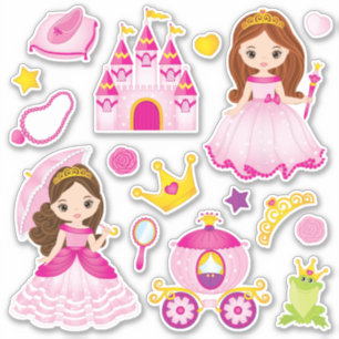 Prinzessin und Märchenkleber - Set von 16 Jahren Aufkleber