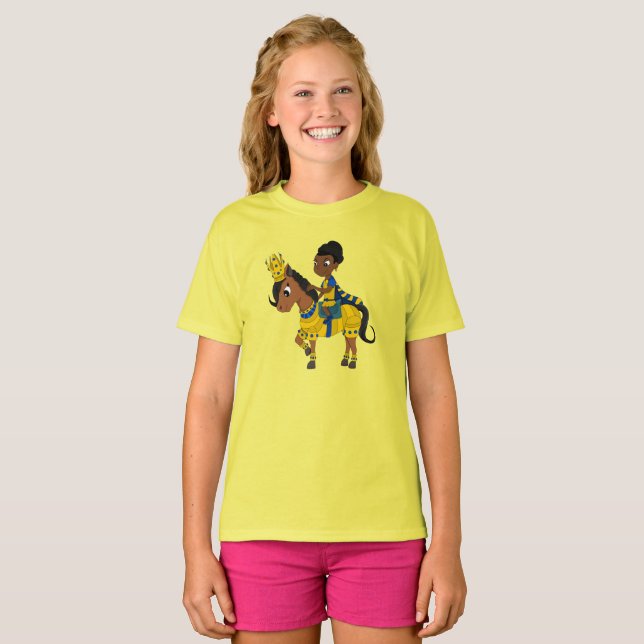 Prinzessin und Pony Cartoon T-Shirt (Vorne ganz)