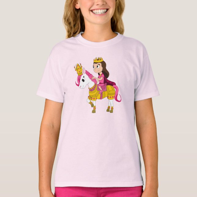 Prinzessin und Pony Cartoon T-Shirt (Vorderseite)
