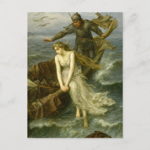 Prinzessin und Ritter auf See Mittelalter-Fantasy- Postkarte