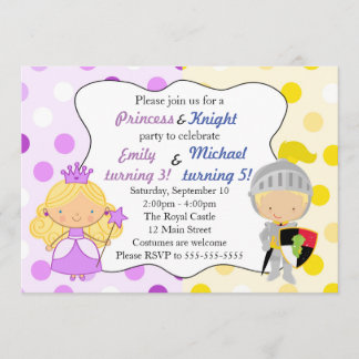 Prinzessin und Ritter Einladung Kindergeburtstag P