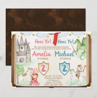 Prinzessin-und Ritter-Geburtstags-Party Einladung