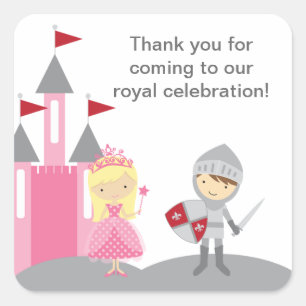 Prinzessin und Ritterkleber Quadratischer Aufkleber
