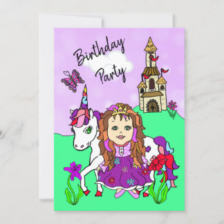 Prinzessin und Unicorn Girls Geburtstagsparty Einladung