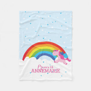 Prinzessin Unicorn und Regenbogen Fleecedecke