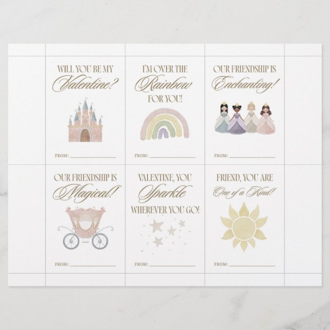 Prinzessin Valentinskarten für Kinder Briefbogen (Vorderseite)