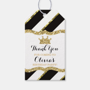 Prinzessin Vielen Dank Tag, Schwarz, Gold Glitzer, Geschenkanhänger
