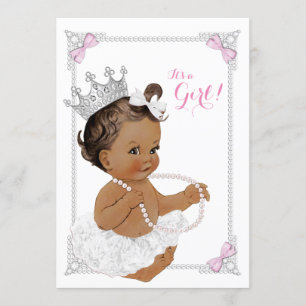 Prinzessin Weiß Tutu Rosa Perle Ethnische Babypart Einladung