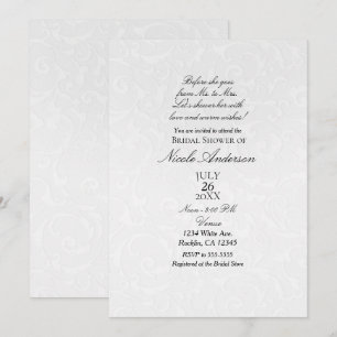 Prinzessin Weiße Damast-Geschichtenbuch-Brautparty Einladung