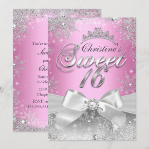 Prinzessin Winter Wonderland Pink Sweet 16 Einladu Einladung