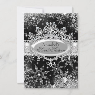 Prinzessin Winter Wonderland Schwarze Sweet 16 Ein Einladung