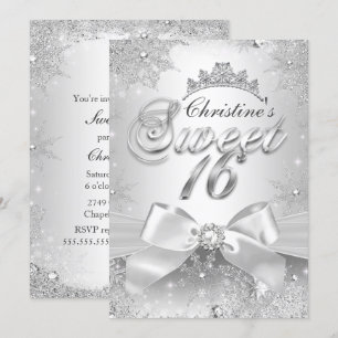 Prinzessin Winter Wonderland Silber Sweet 16 Einla Einladung