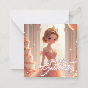 Prinzessin zum Geburtstag im rosa Traumkleid Mitteilungskarte
