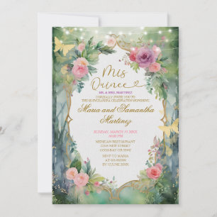 Prinzessin-Zwilling Quinceañera im Wald Einladung
