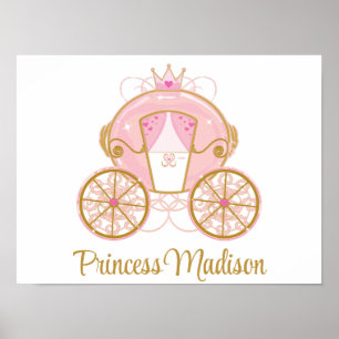 Prinzessinnen-Königskutsche Rosa & Gold Wandkunst  Poster