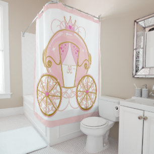 Prinzessinnen-Kutsche Pink & Gold  Duschvorhang