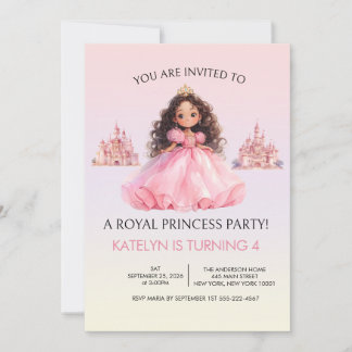 Prinzessinnen-Party Einladung zum rosa Geburtstag