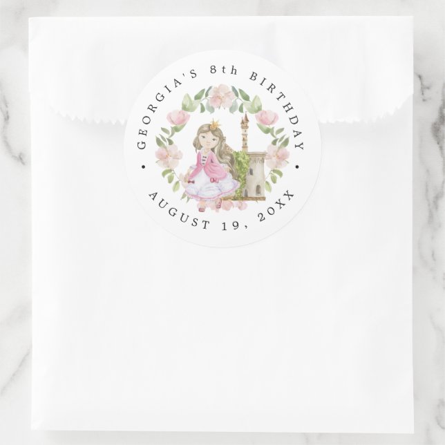 Prinzessinnen, Ritter & Dragons Fairy Tale zum Geb Runder Aufkleber (Tasche)