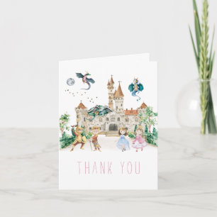 Prinzessinnen, Ritter und Drachen Märchen Dankeskarte